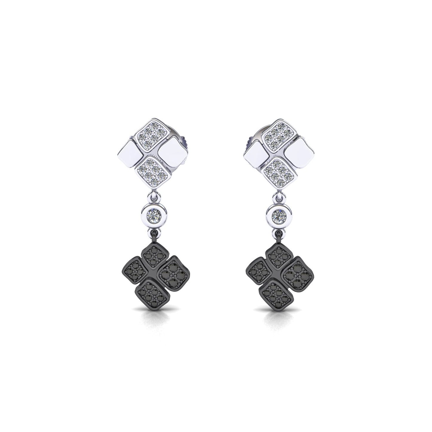 Dangling earrings 2 pavings & 1 closed Diamond Black