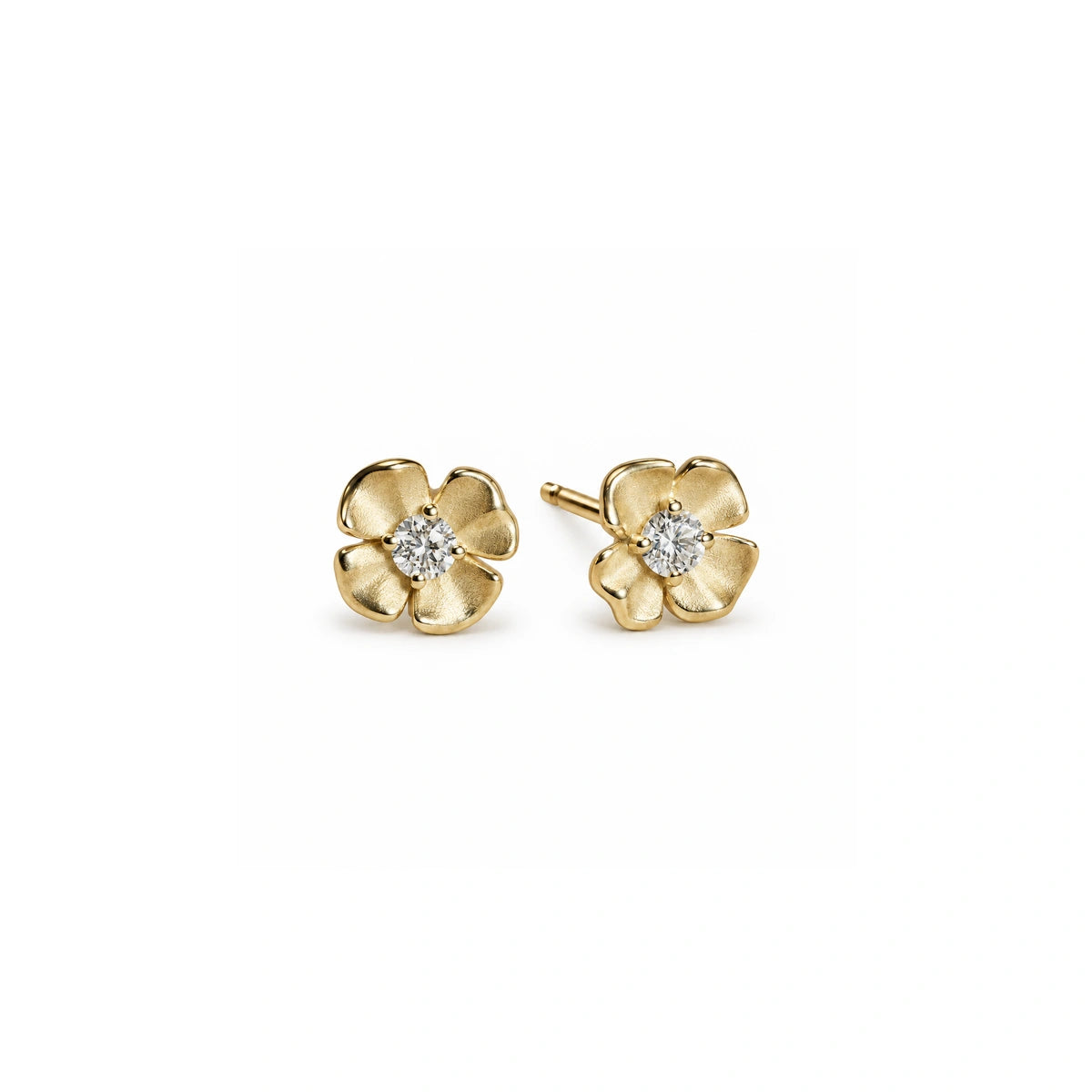 Small Lantana Stud Earrings with Diamonds