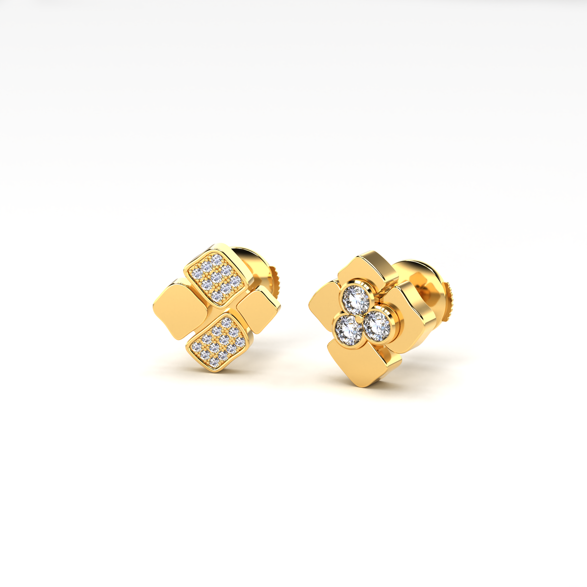 Stud earrings Trio & 2 pavings