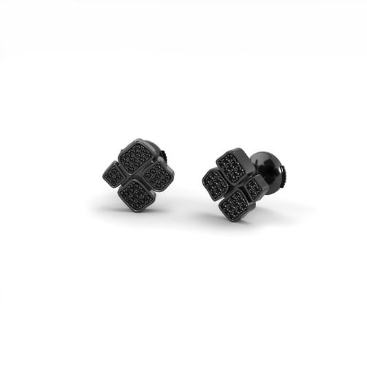 Stud earrings Full Paved Large Black