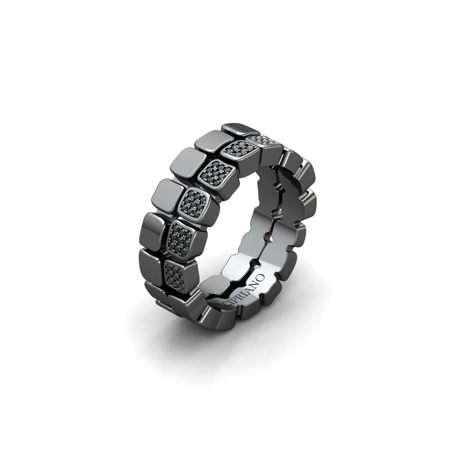 Alliance Double Diamants Noirs Homme