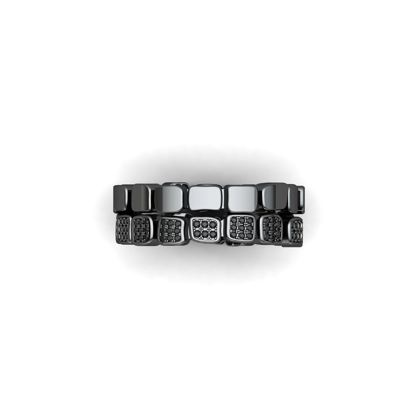 Alliance Double Diamants Noirs Homme
