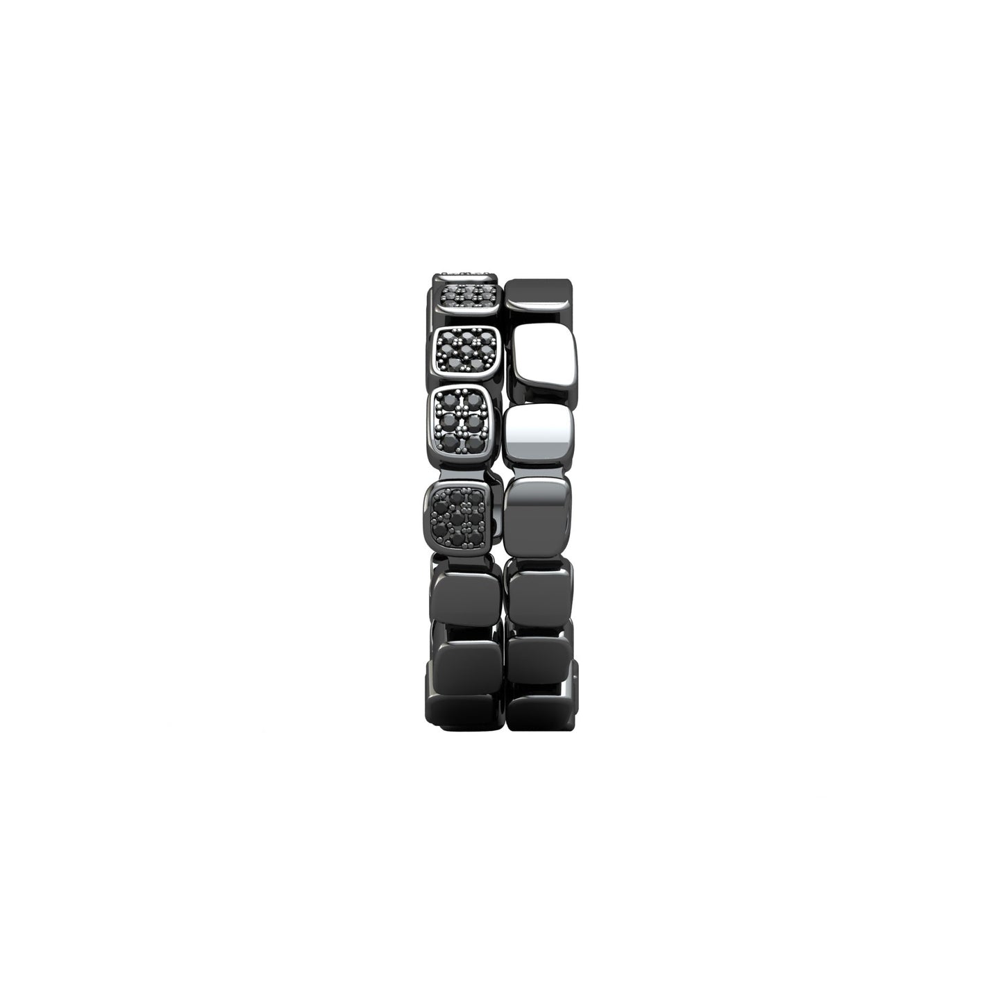 Alliance Double Diamants Noirs Homme