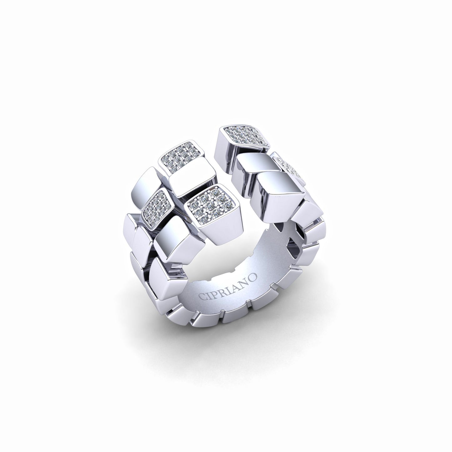 Bague 3 rangs 5 pavés