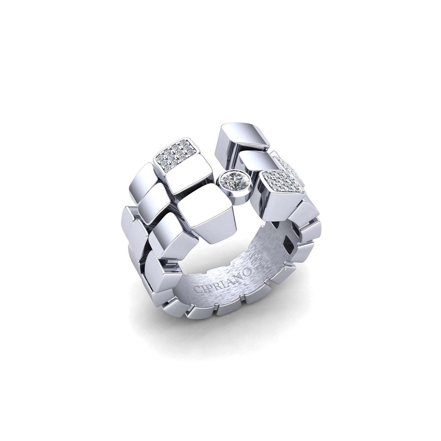 3-row ring paved & 1 Diamond