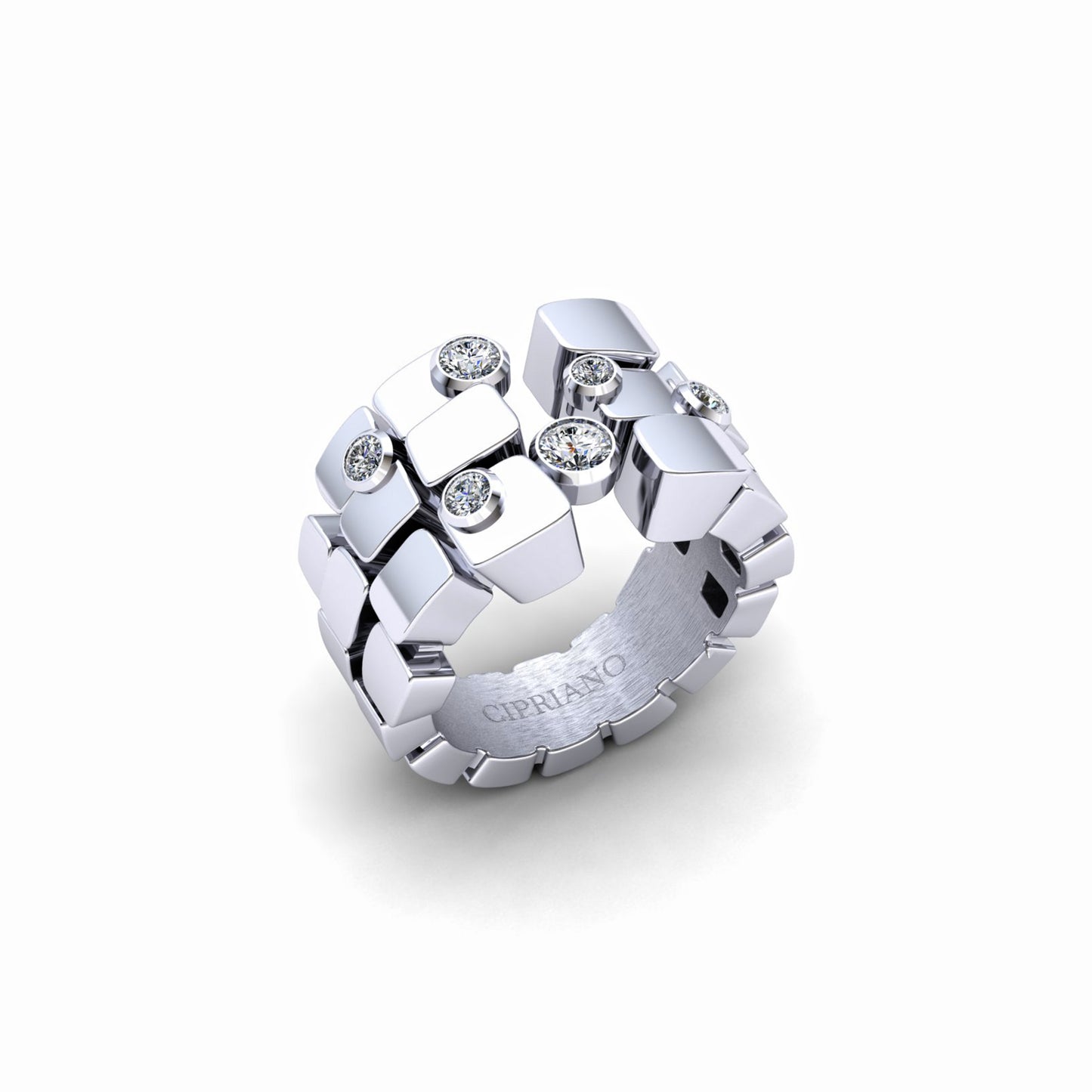 3-row ring & 6 Diamonds