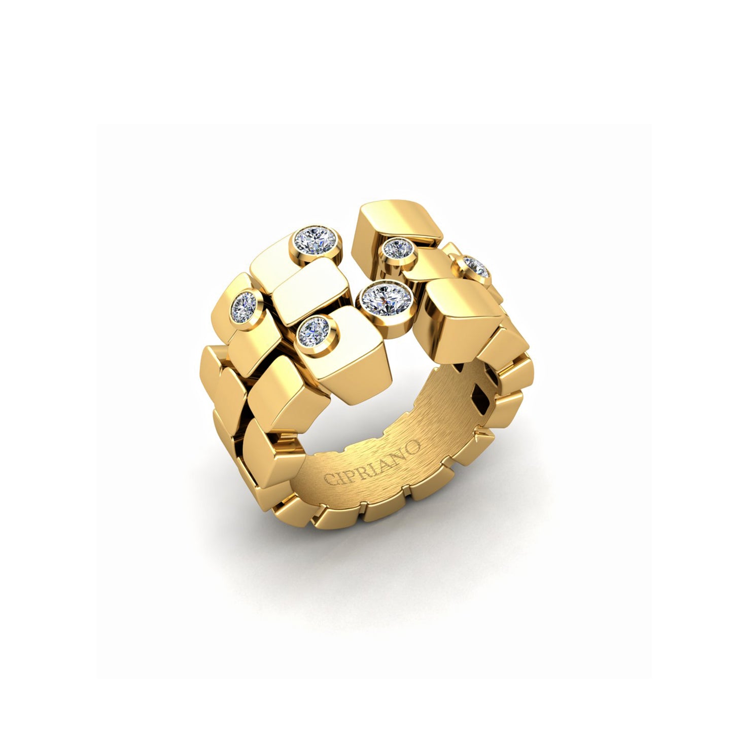 3-row ring & 6 Diamonds