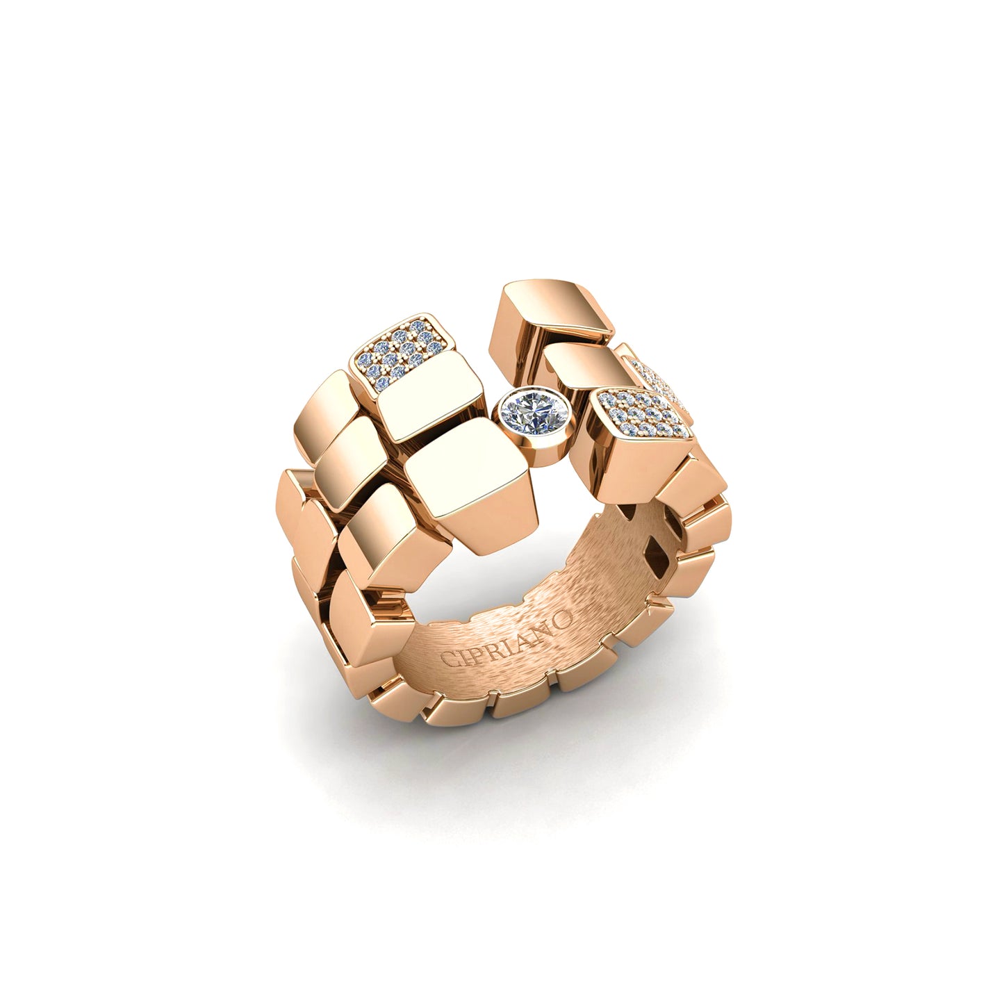 3-row ring paved & 1 Diamond