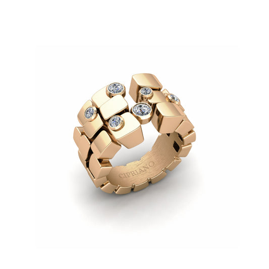 3-row ring & 6 Diamonds