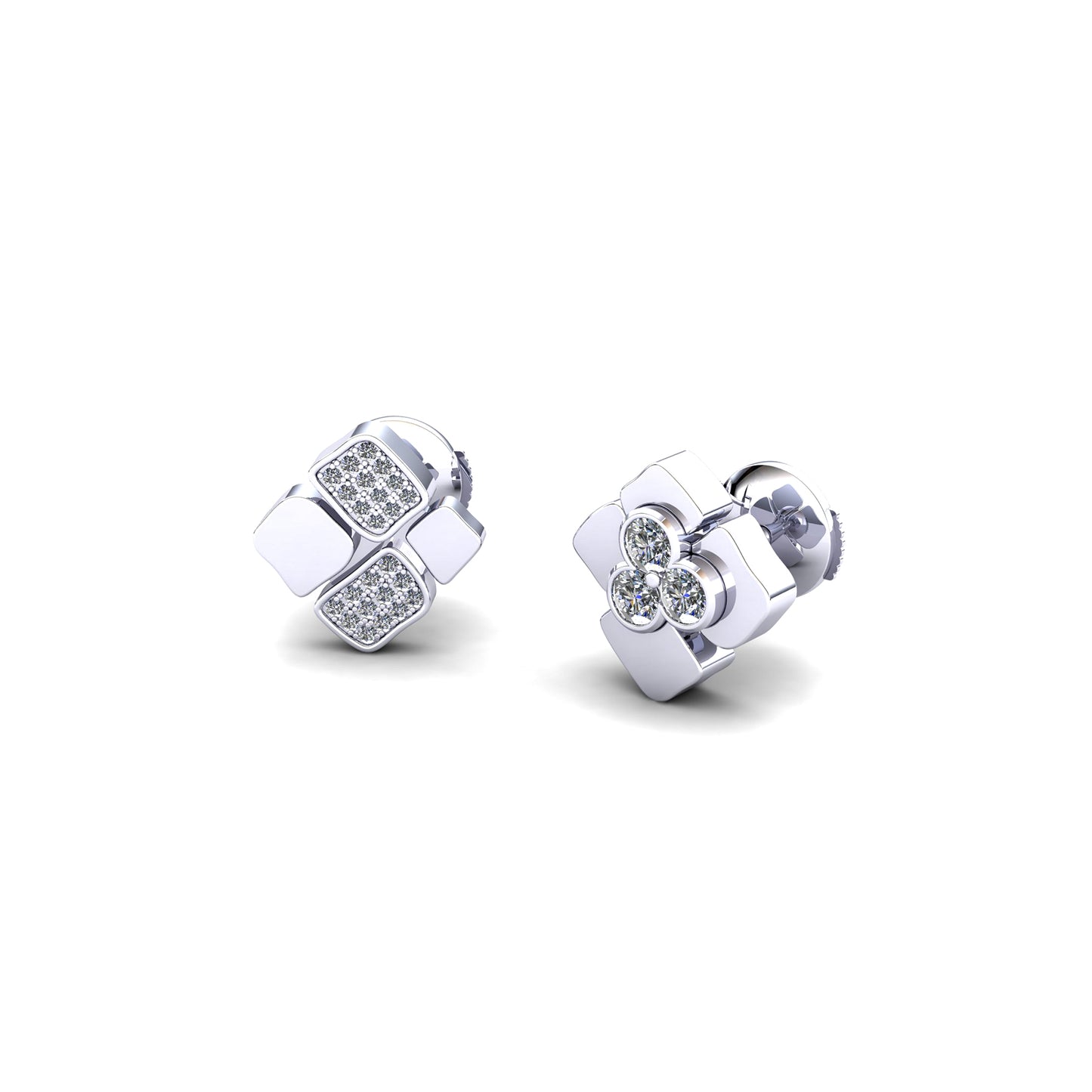 Stud earrings Trio & 2 pavings
