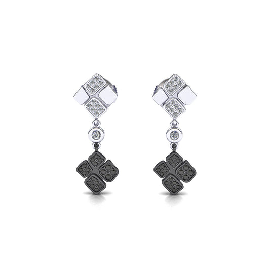 Dangling earrings 2 pavings & 1 closed Diamond Black