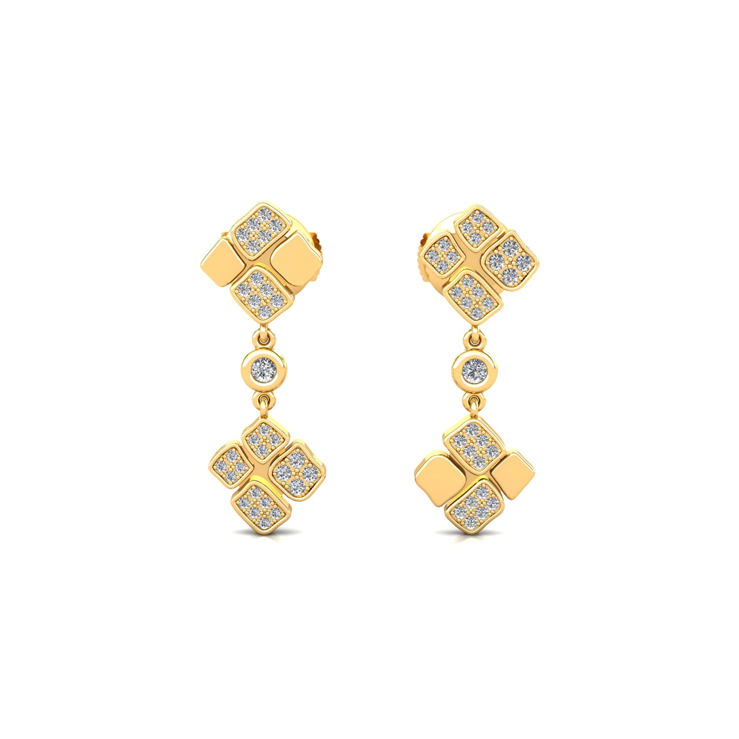 Dangling earrings 2 pavings & 1 closed Diamond inverse