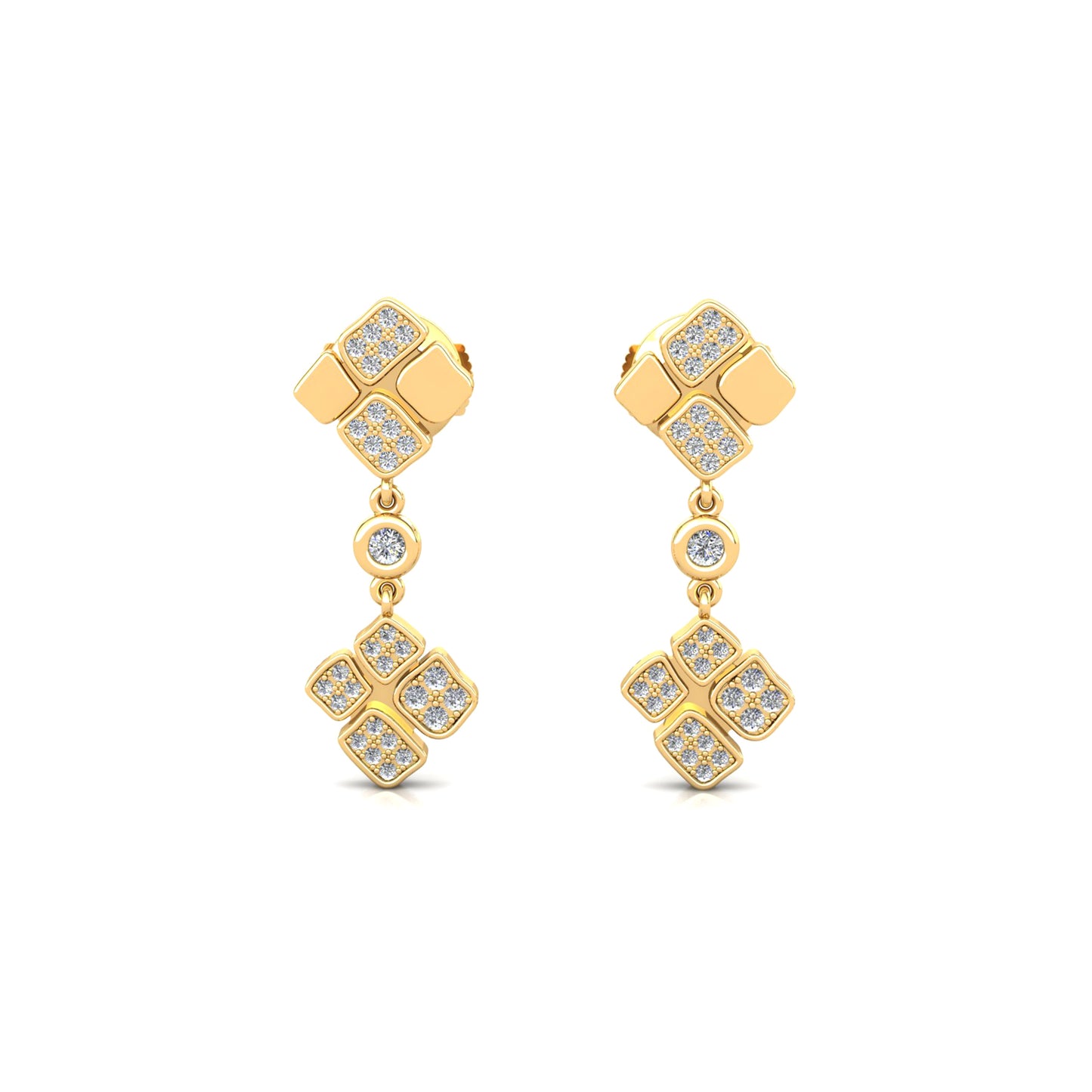 Dangling earrings 2 pavings & 1 closed Diamond