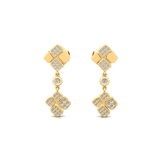 Dangling earrings 2 pavings & 1 closed Diamond