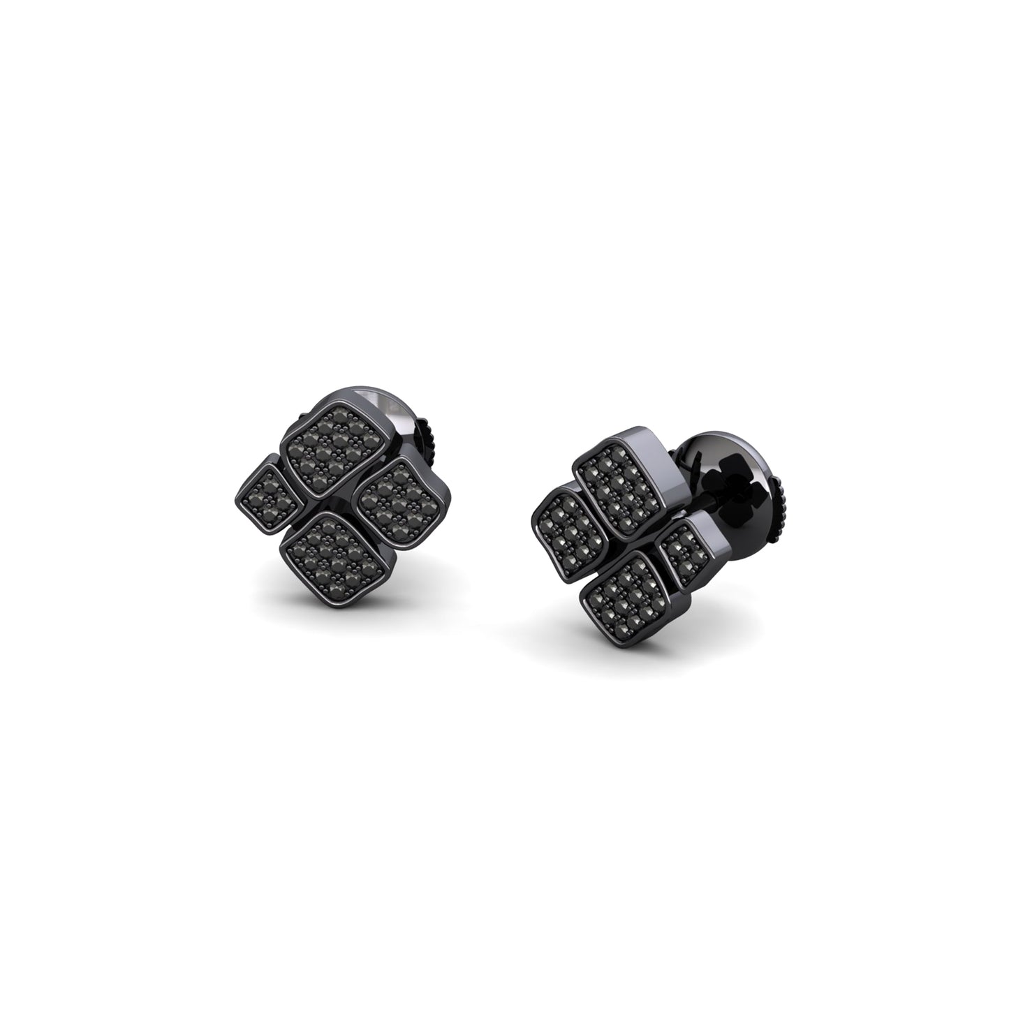 Stud earrings Full Paved Large Black