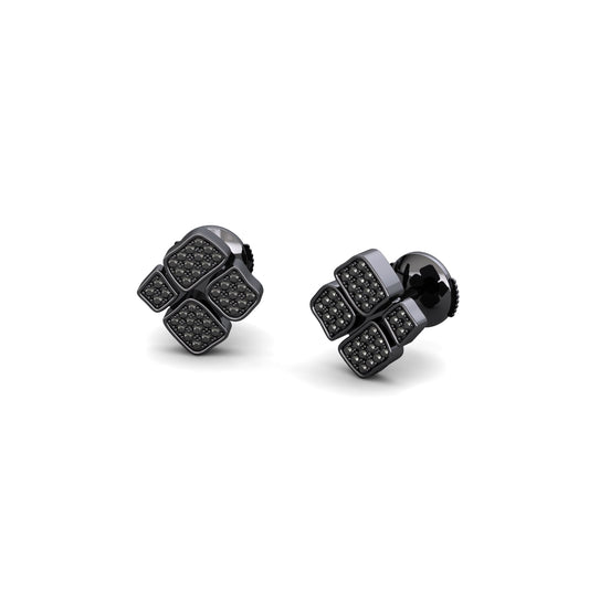 Stud earrings Full Paved Large Black