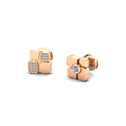Stud earrings 1 closed setting & 2 pavings
